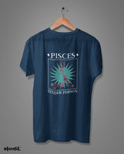 Pisces tender person graphic illustrated navy blue printed t shirt for pisces zodiac at Muselot