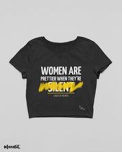 Woman are prettier when loud and heard cropped black t shirt for woman - Muselot
