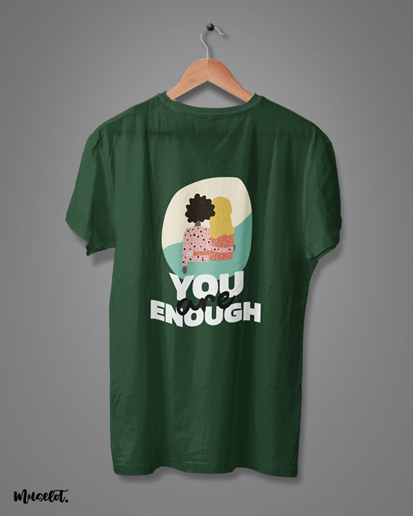 You are enough design illustration printed t shirt in olive green at Muselot