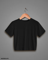 Black plain crop t shirt