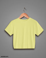Butter yellow plain crop t shirt