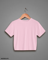 Pink plain cropped t shirt
