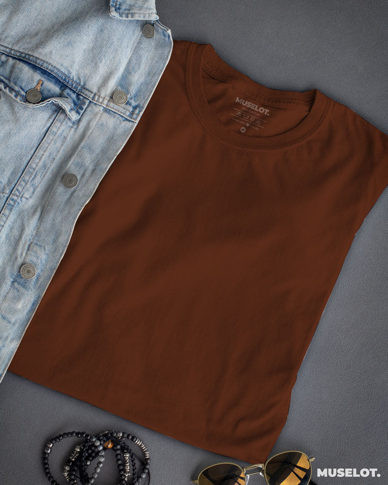 Plain t shirts - Brown plain women's t shirt - MUSELOT