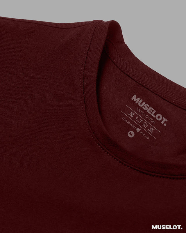 Plain t shirt crop tops for women - Maroon t shirt crop top - MUSELOT