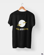 Music never sleeps printed t shirts