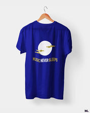 Music never sleeps printed t shirts