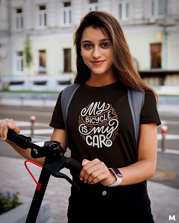 My bicycle is my car printed t shirts