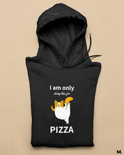 Muselot's black Hoodie with print I am only doing this for pizza for yoga lovers.