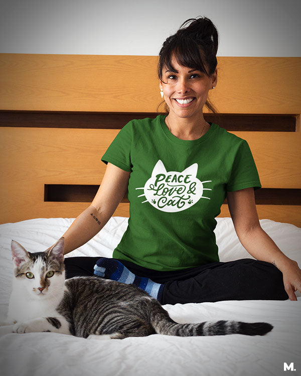 Peace Love Cat printed t shirts