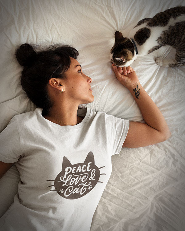 Peace Love Cat printed t shirts