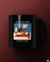 Peaceful mind, grateful heart printed mugs