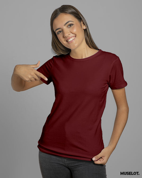 Plainmaroontshirtforwomeninhalfsleevesandroundneck-Muselot.jpg