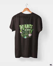 Plants make people happy printed t shirts