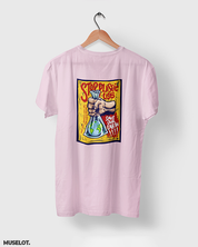 Light pink t shirt printed with stop plastic, save the earth for nature lovers - Muselot