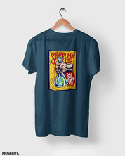 Navy blue t shirt printed with stop plastic, save the earth for nature lovers - Muselot