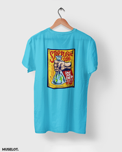 Sky blue t shirt printed with stop plastic, save the earth for nature lovers - Muselot