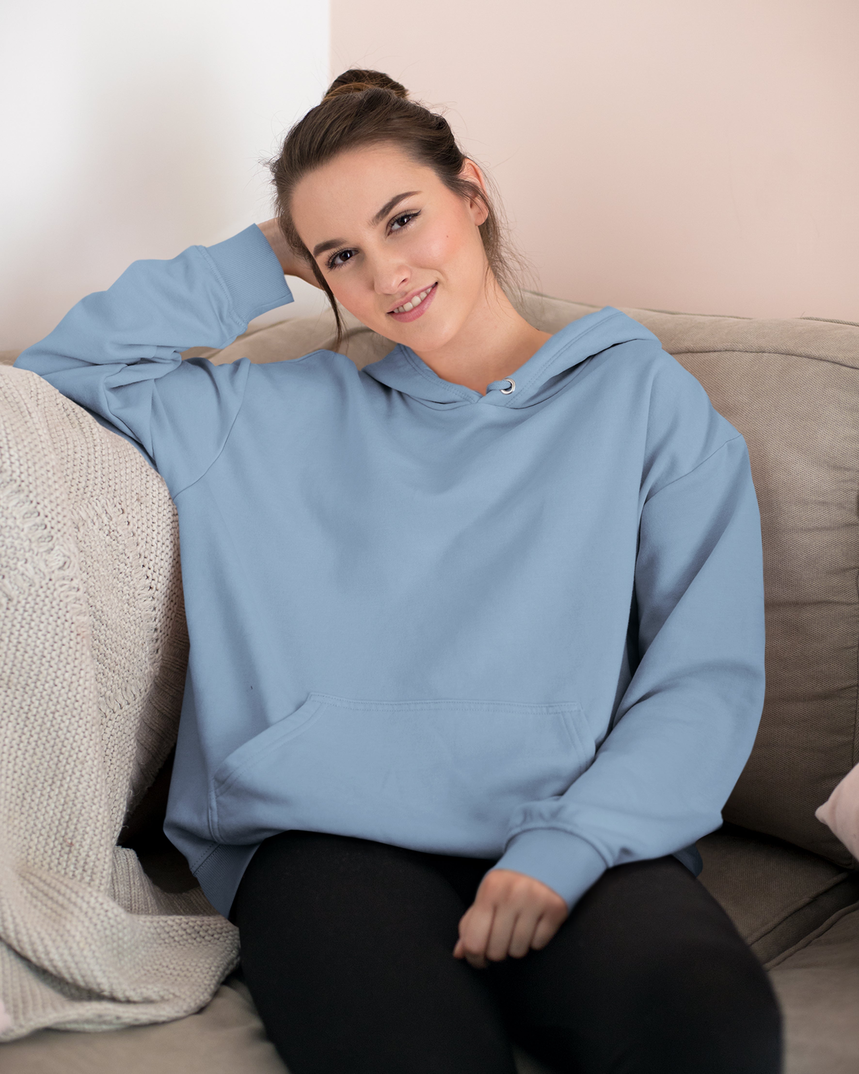 Subtle blue plain hoodies unisex - Muselot