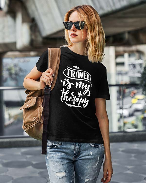 Travel is my therapy printed t shirts