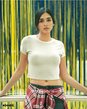 White plain cropped t shirt