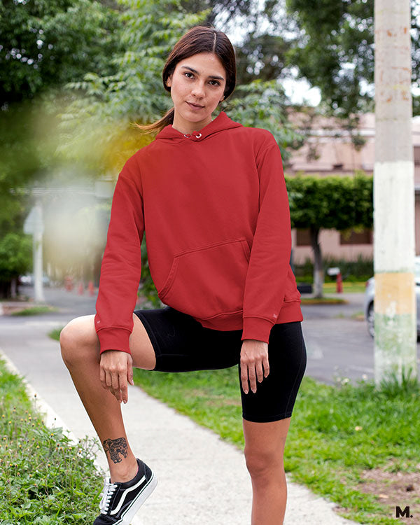 Classy plain red unisex hoodie 