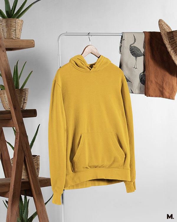 Golden yellow plain hoodies online for women and men - Muselot