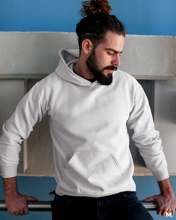 Solid coloured plain white hoodies for men and women online - Muselot