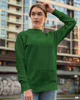Unisex Solid olive green sweatshirt