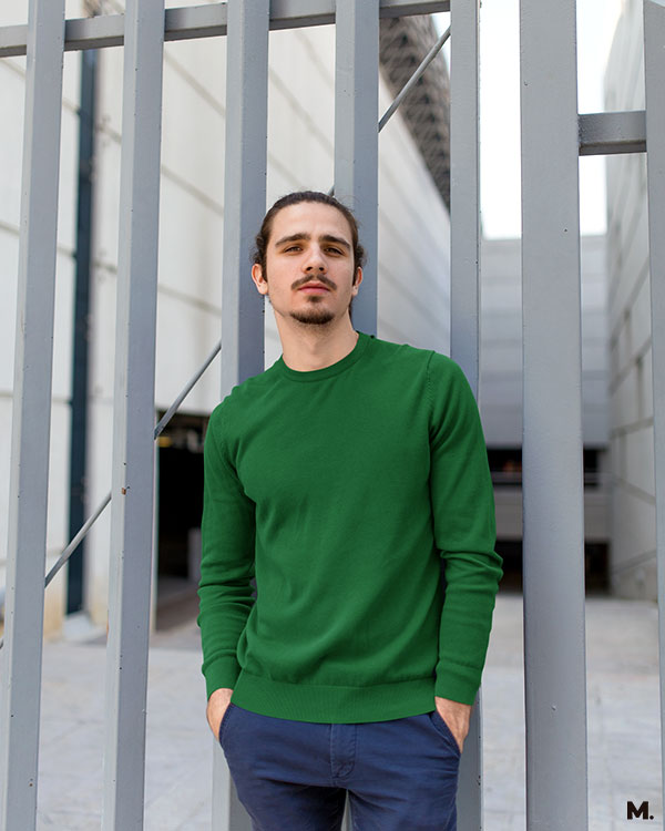 Olive green comfy plain sweatshirts online for women and men - Muselot