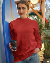 Classy red plain sweatshirt for women and men online - Muselot
