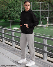 Melange grey unisex joggers plain solid coloured - Muselot