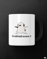Virabhadrasana printed mugs