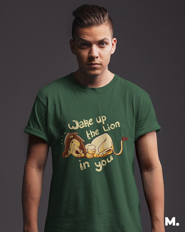 Wake up the lion in you printed t shirts