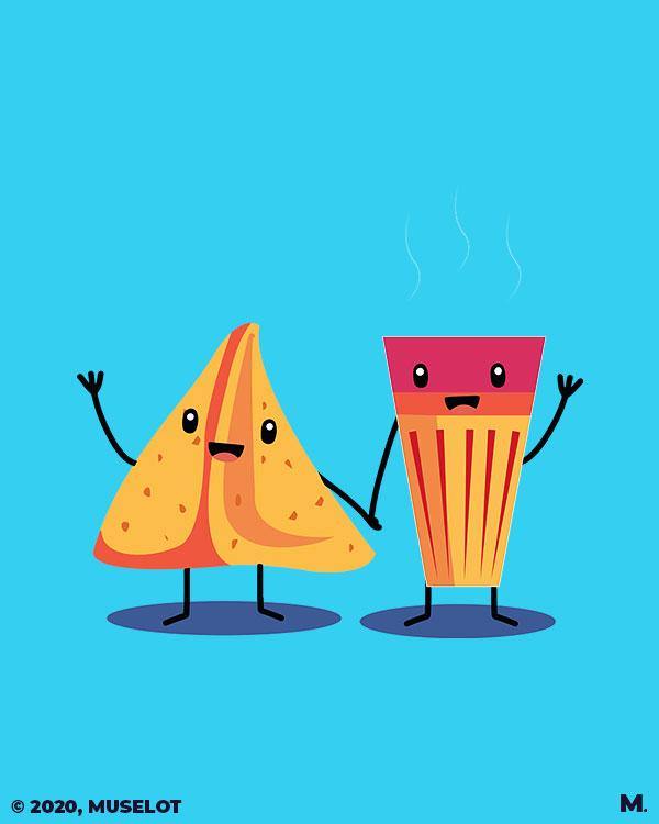 printed t shirts - Chai samosa  - MUSELOT