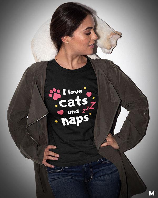 printed t shirts - I love cats and naps  - MUSELOT