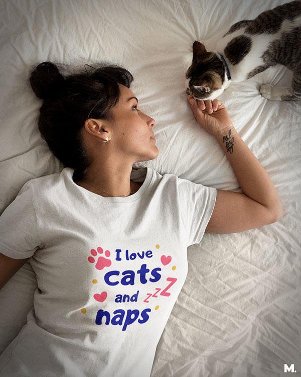 printed t shirts - I love cats and naps  - MUSELOT