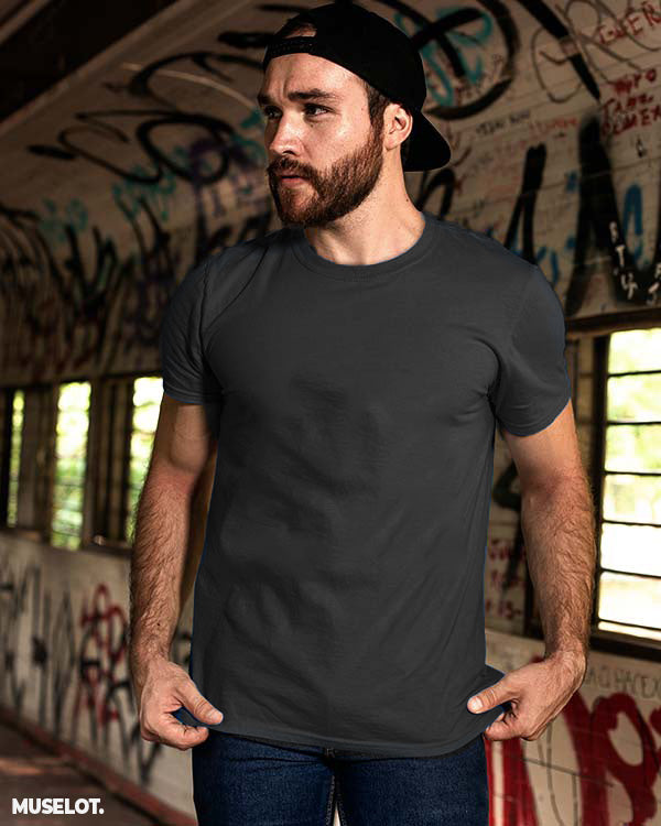 Plain Charcoal Grey Men T-Shirt