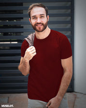 Plain maroon t shirt for men